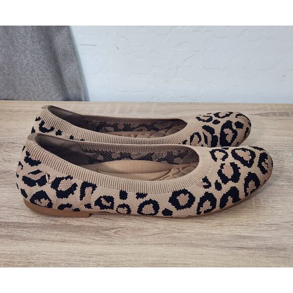 Vivaia Woman's Ballet Flat Round-Toe Claire Tan Dark Leopard Size 9.5 - 41 EU - Picture 3 of 12